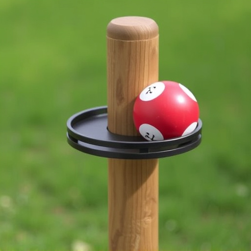 Suet ball holder attached to wooden post