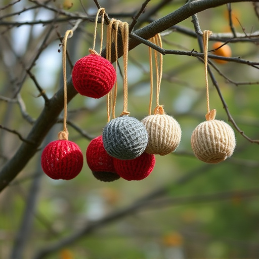 Suet balls hanging from tree branches