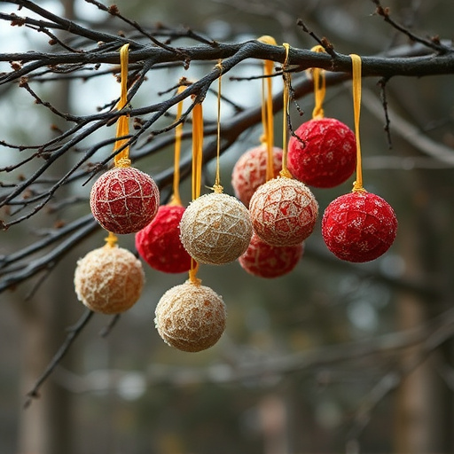 Suet balls hanging from tree branches