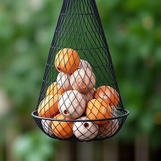 Suet balls in mesh feeder hanging