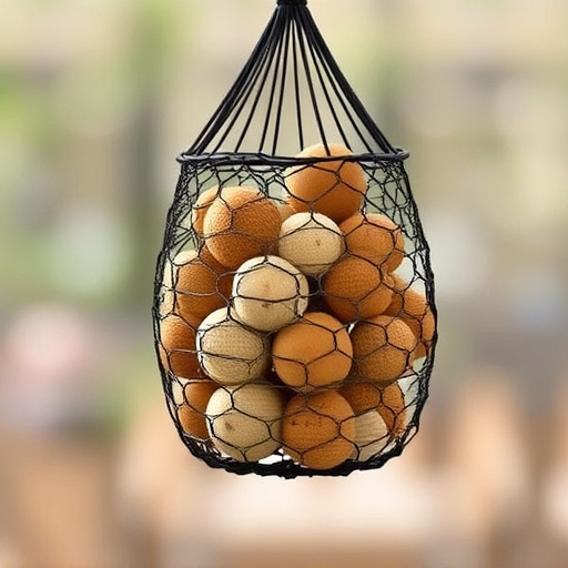 Suet balls in mesh feeder hanging