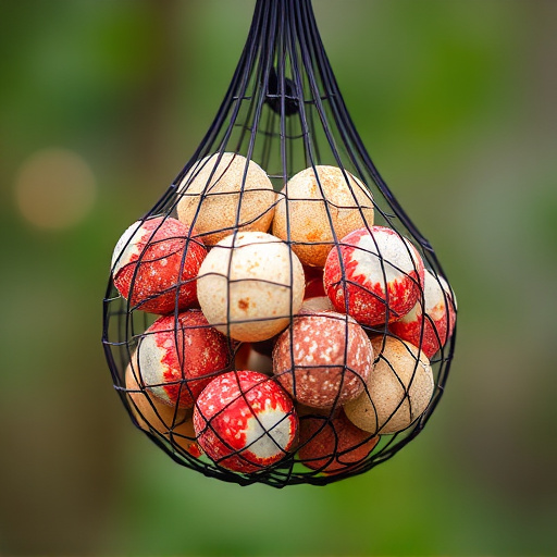 Suet balls in mesh feeder hanging