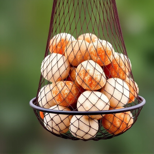 Suet balls in mesh feeder hanging