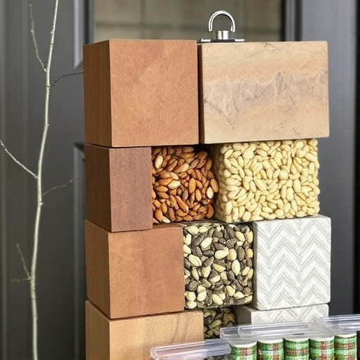 Suet blocks and seed mix displayed