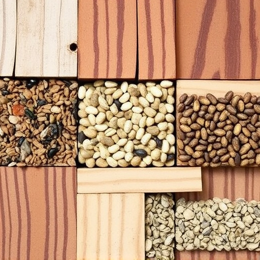 Suet blocks and seed mix displayed