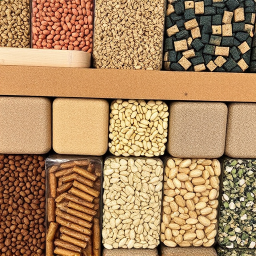 Suet blocks and seed mix displayed