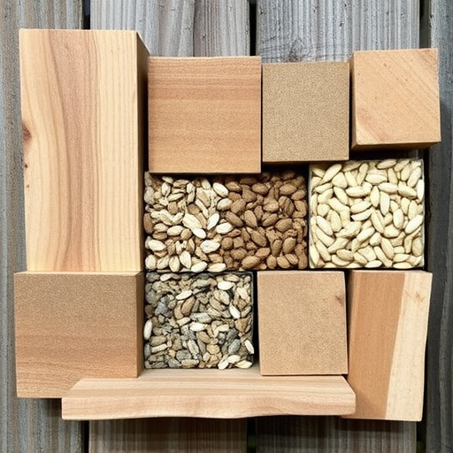 Suet blocks and seed mix displayed