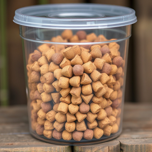 Suet pellets in clear storage container