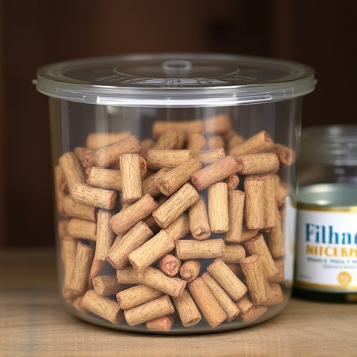 Suet pellets in clear storage container
