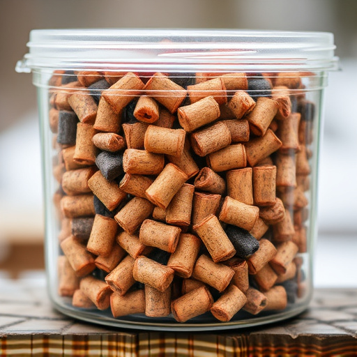 Suet pellets in clear storage container
