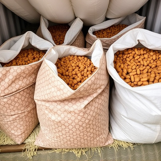 Suet pellets in large storage bags
