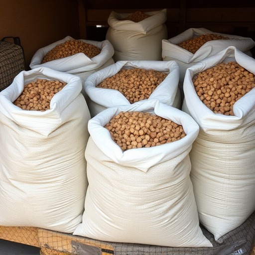 Suet pellets in large storage bags