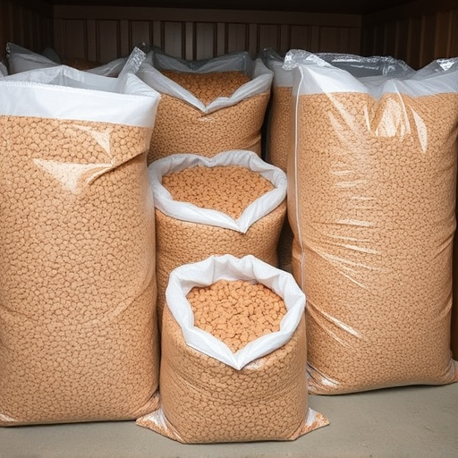 Suet pellets in large storage bags