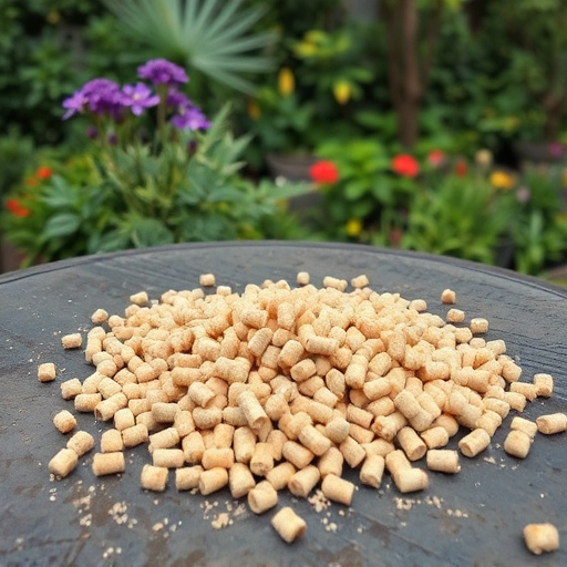Suet pellets scattered on garden table