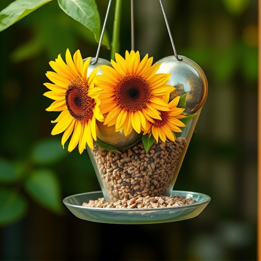 Sunflower hearts in hanging seed feeder