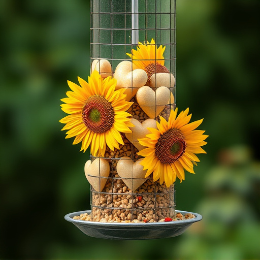 Sunflower hearts in hanging seed feeder