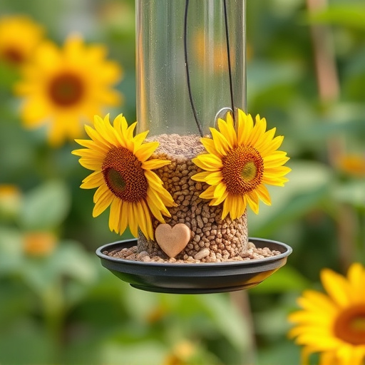 Sunflower hearts in hanging seed feeder