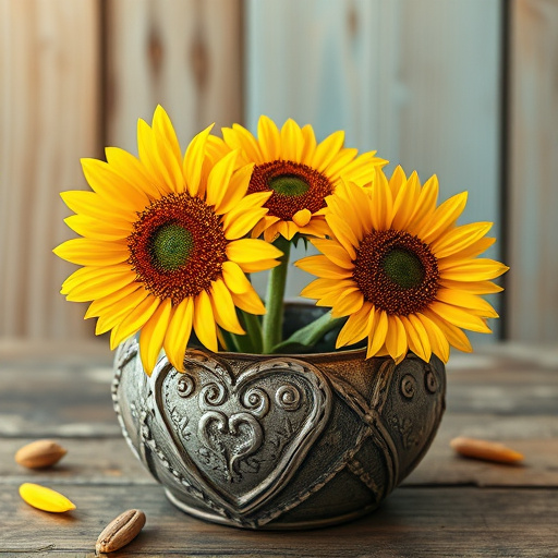 Sunflower hearts in rustic seed container