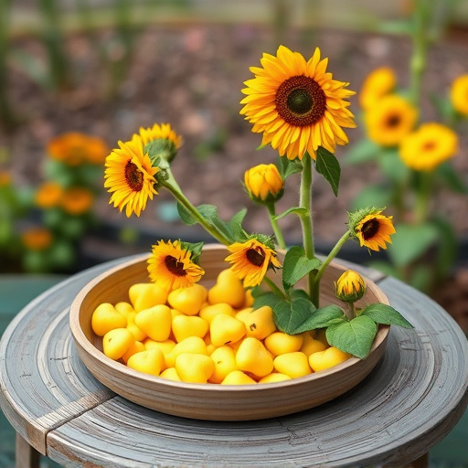 Sunflower hearts poured into bird table tray