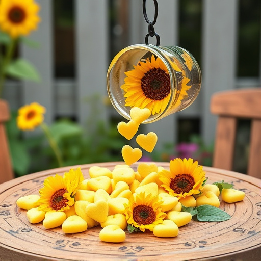 Sunflower hearts poured into bird table tray