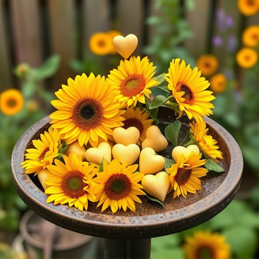 Sunflower hearts poured into bird table tray