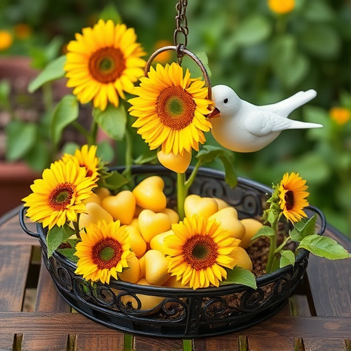 Sunflower hearts poured into bird table tray
