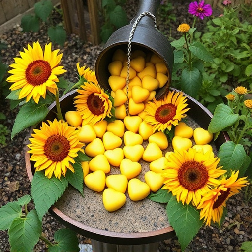 Sunflower hearts poured into bird table tray