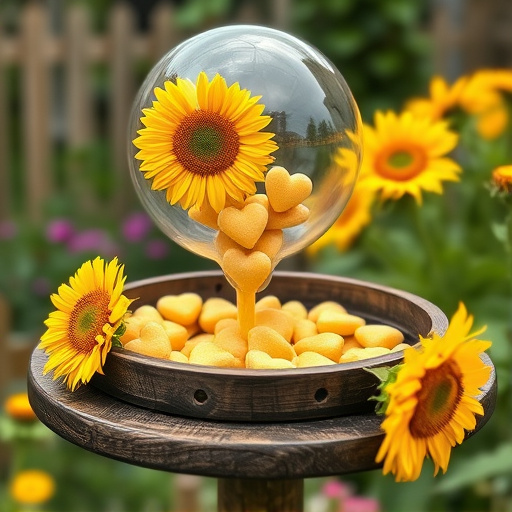 Sunflower hearts poured into bird table tray