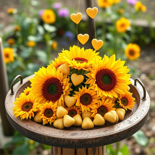 Sunflower hearts poured into bird table tray