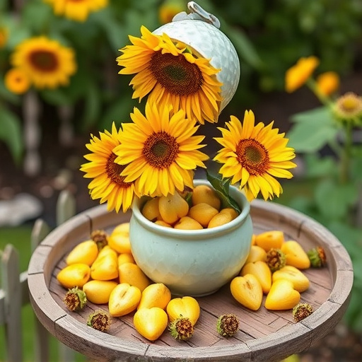 Sunflower hearts poured into bird table tray