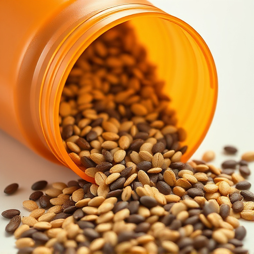Sunflower seeds spilling from container