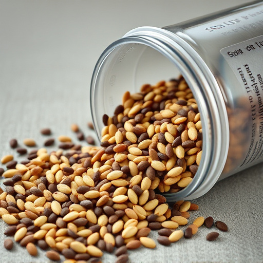 Sunflower seeds spilling from container