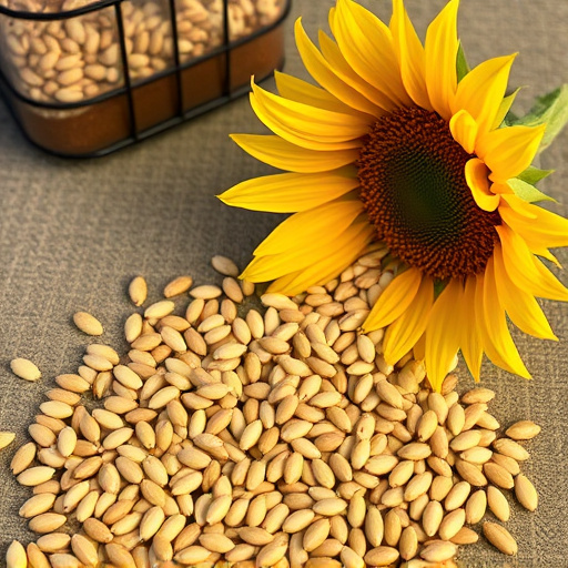 Sunflower seeds spilling from container