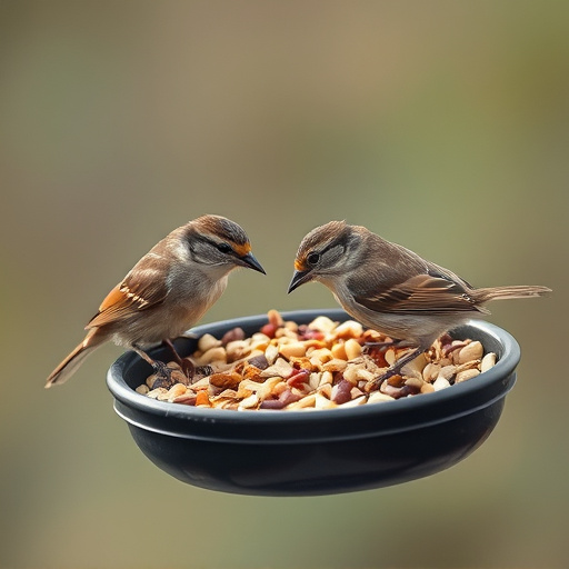 Tiny birds enjoying fresh seed mixture
