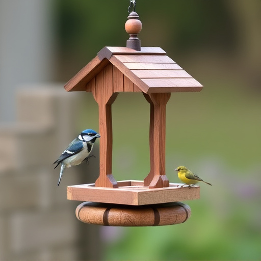 Traditional wooden bird feeder with base