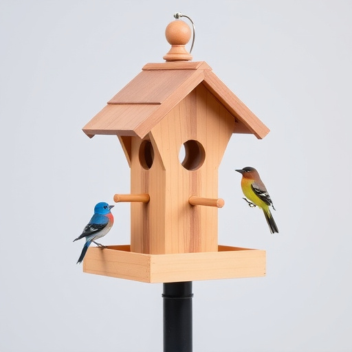 Traditional wooden bird feeder with base