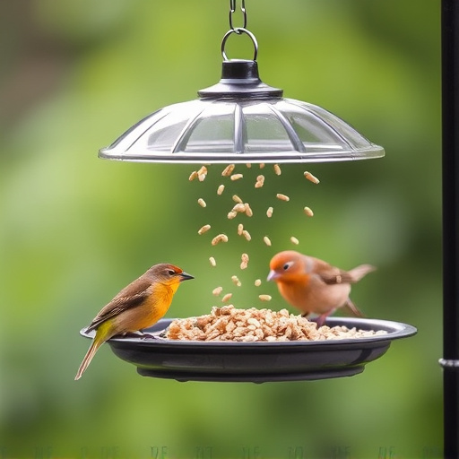 Tray-style feeder catching falling bird seed