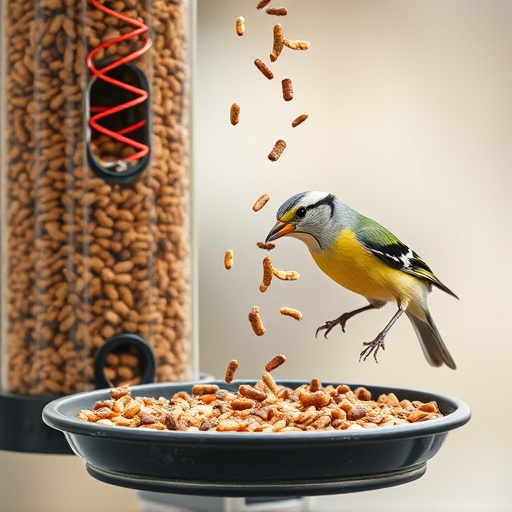 Tray-style feeder catching falling bird seed