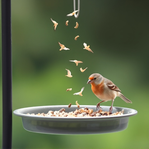 Tray-style feeder catching falling bird seed