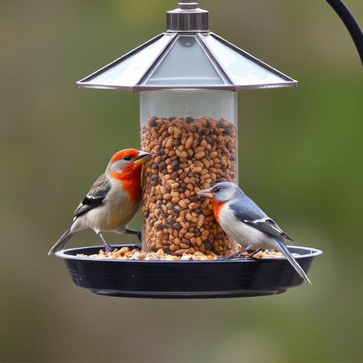 Tray-style feeder catching falling bird seed