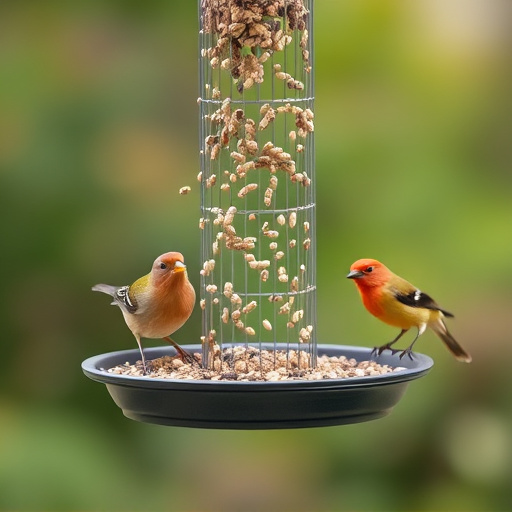 Tray-style feeder catching falling bird seed