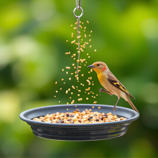Tray-style feeder catching falling bird seed