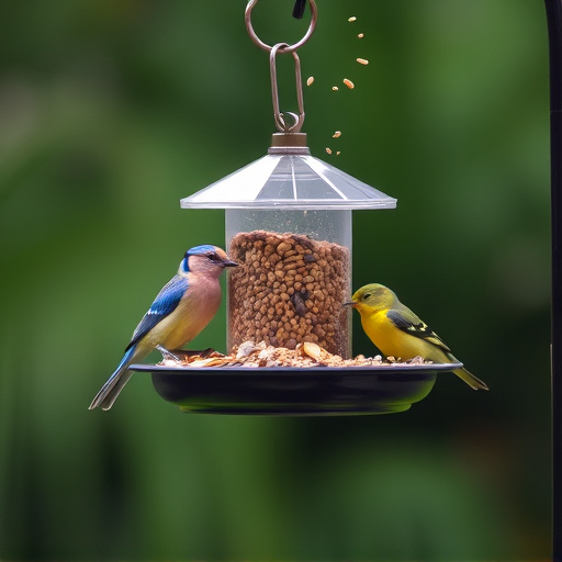 Tray-style feeder catching falling bird seed