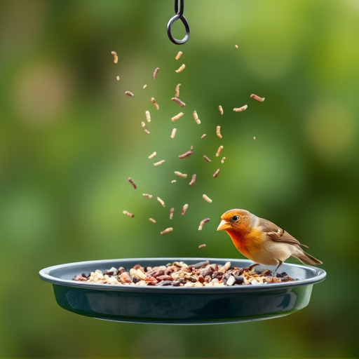 Tray-style feeder catching falling bird seed