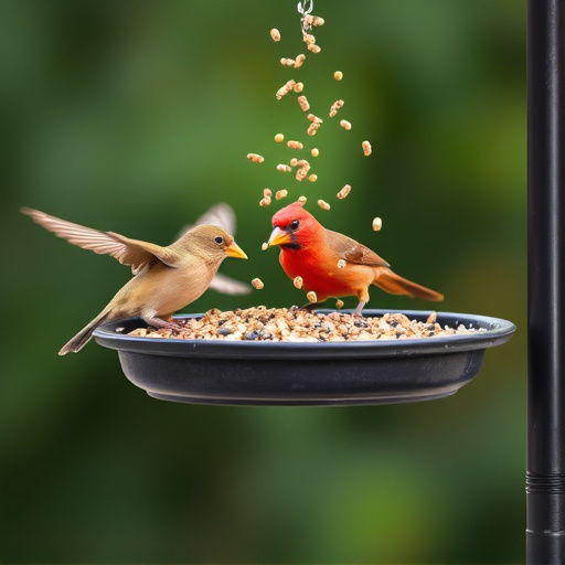 Tray-style feeder catching falling bird seed