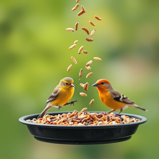 Tray-style feeder catching falling bird seed