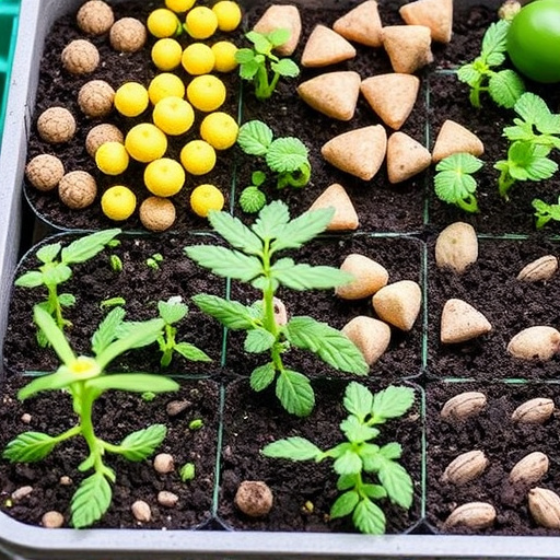 Variety of seeds in garden tray