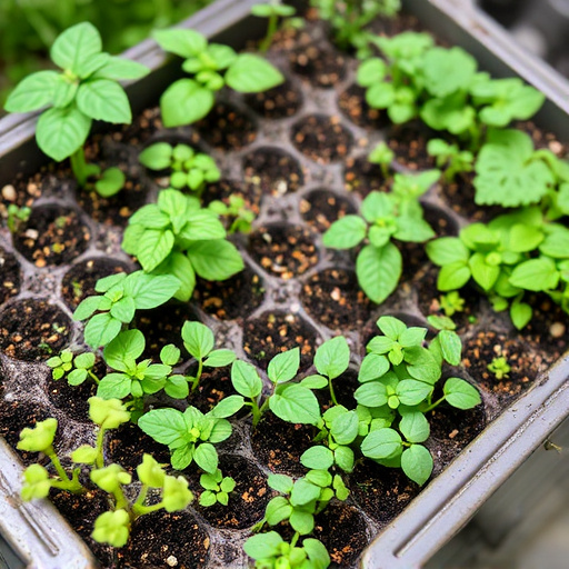 Variety of seeds in garden tray