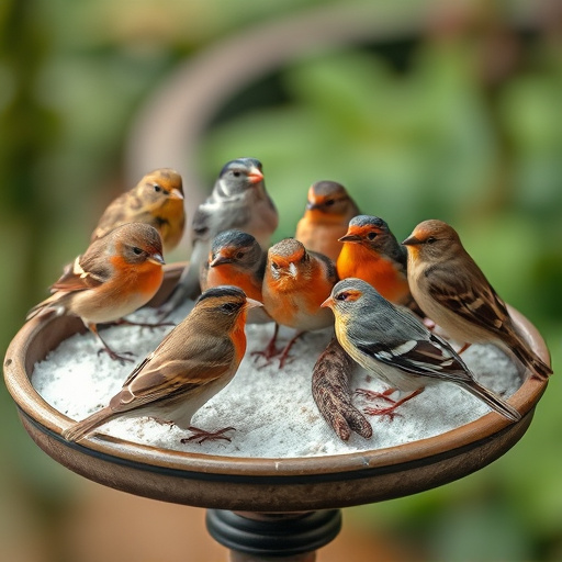 Variety of small birds on suet tray