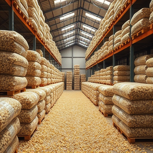 Warehouse full of suet pellet stock